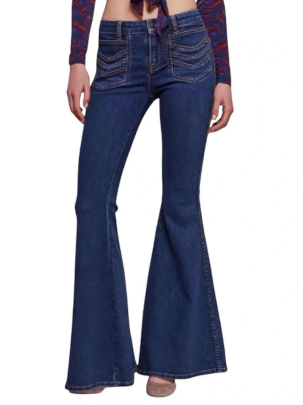 Free People Stella Super Flare Low Rise Jeans Size 27